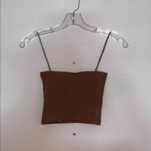 Zara brown rubbed crop top with bungee straps